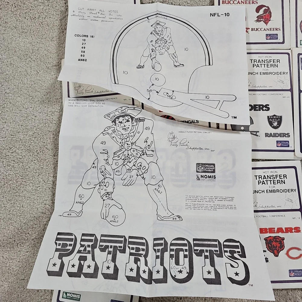 16 NFL Pretty Punch Hot Iron Transfer Patterns Steelers Seahawks Cowboys Patriot